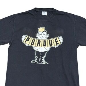 VTG Purdue Boilermakers Mascot T Shirt Black Graphic Tee Top Womens medium